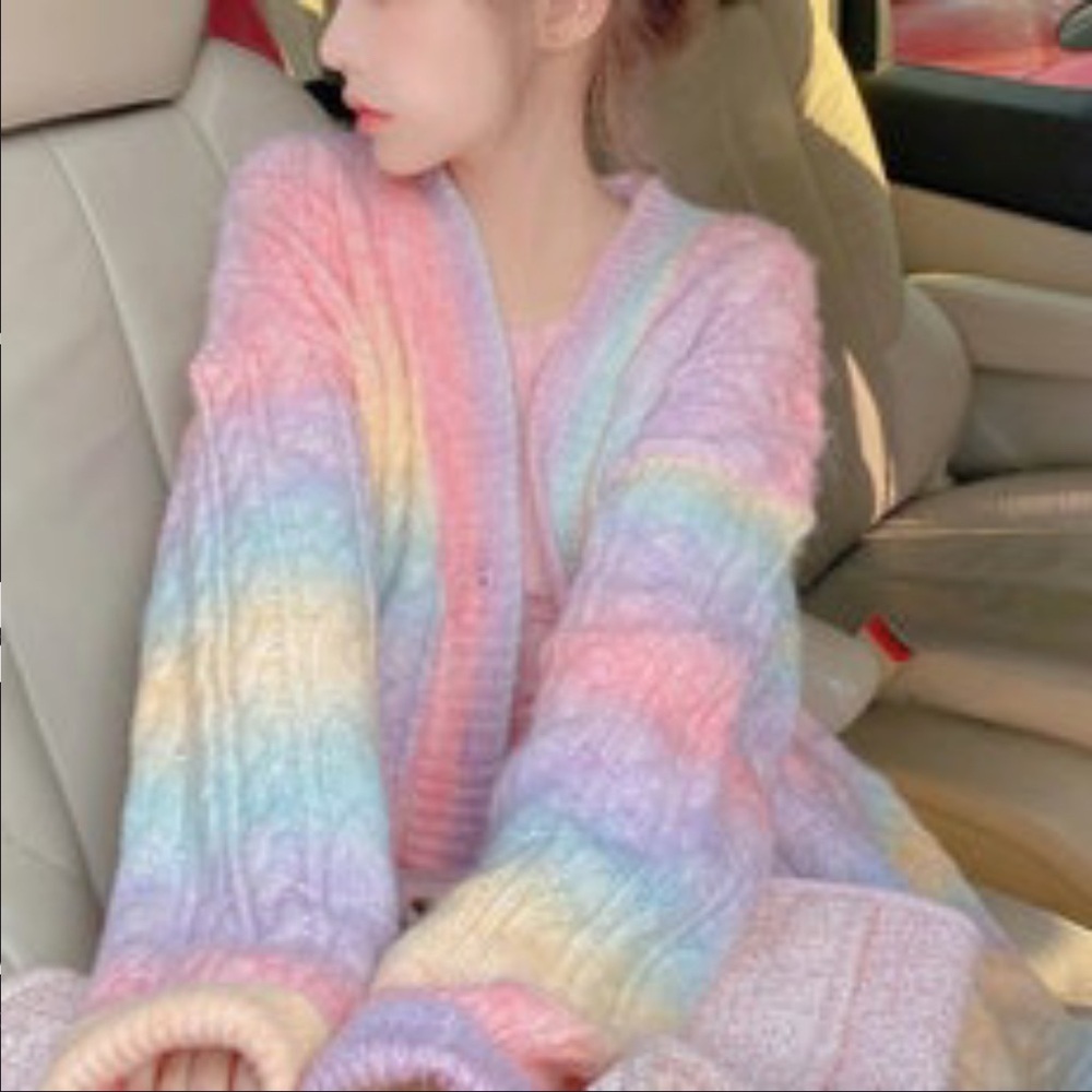 Pastel Rainbow Knit Cardigan